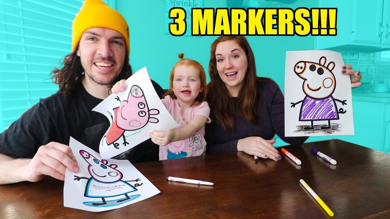 3 MARKER CHALLENGE!  (Peppa Pig, Boss Baby, Daniel Tiger)