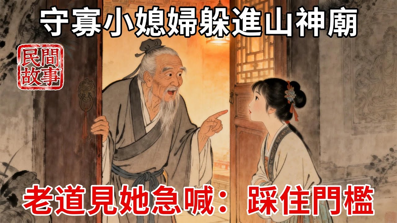 守寡小媳婦被叔伯霸占家產，走投無路躲進山神廟，廟中老道見她急喊：踩住門檻，別挪腳！#民間故事 #傳統文化 #原創虛構 #華語有聲書 #槐樹下聽書