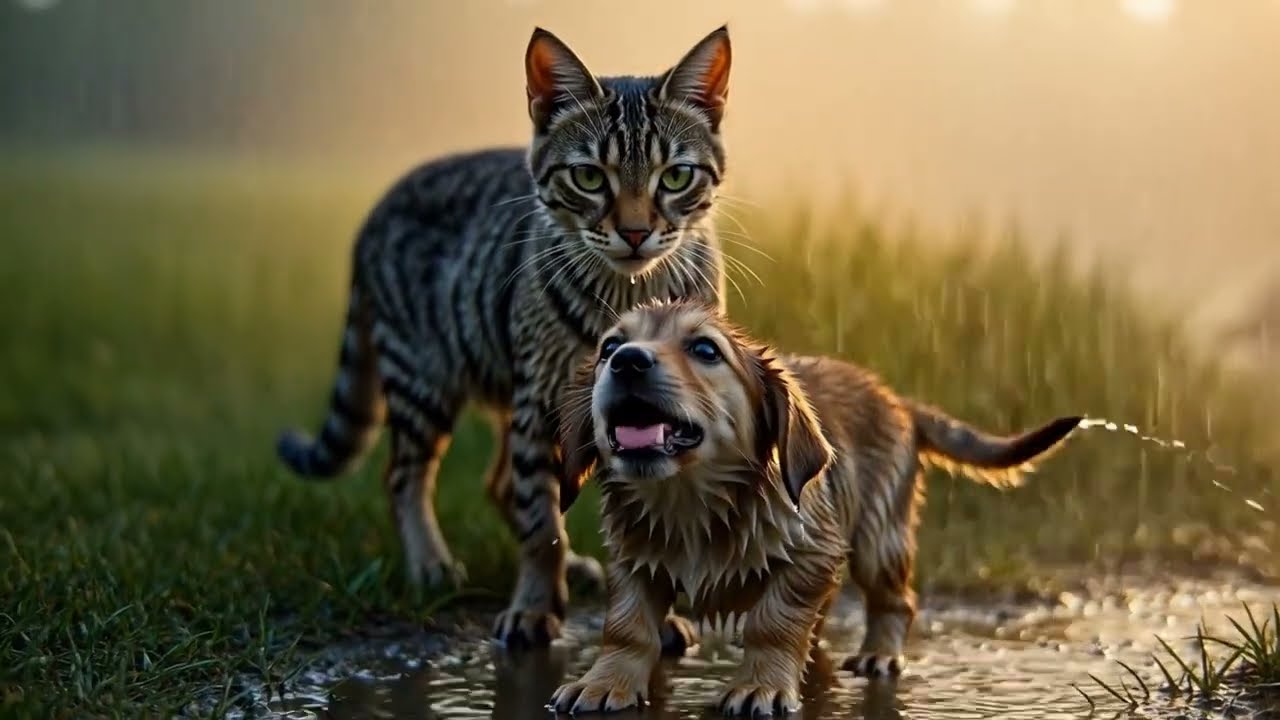 Brave Stray Cat Protected Injured Afghan Hound Mother After Her Puppy Begged for Help