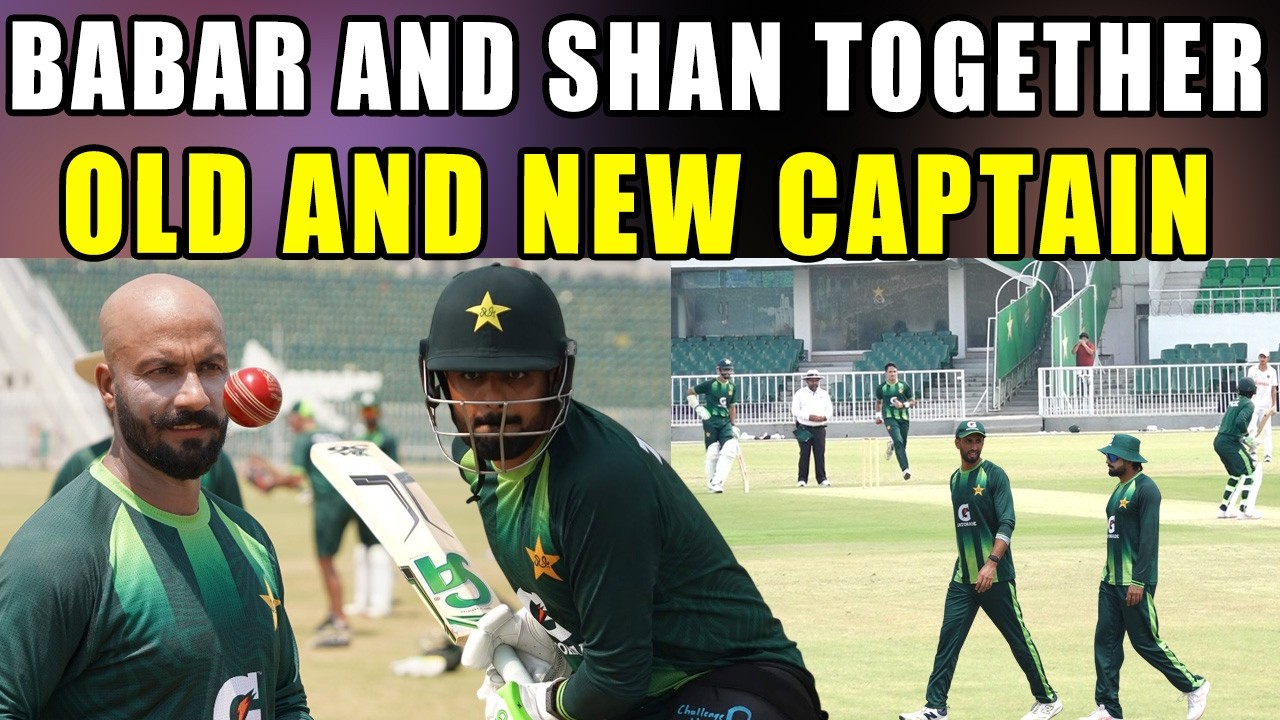 Babar Azam and Shan Masood batting against M Ali and Sajid Khan