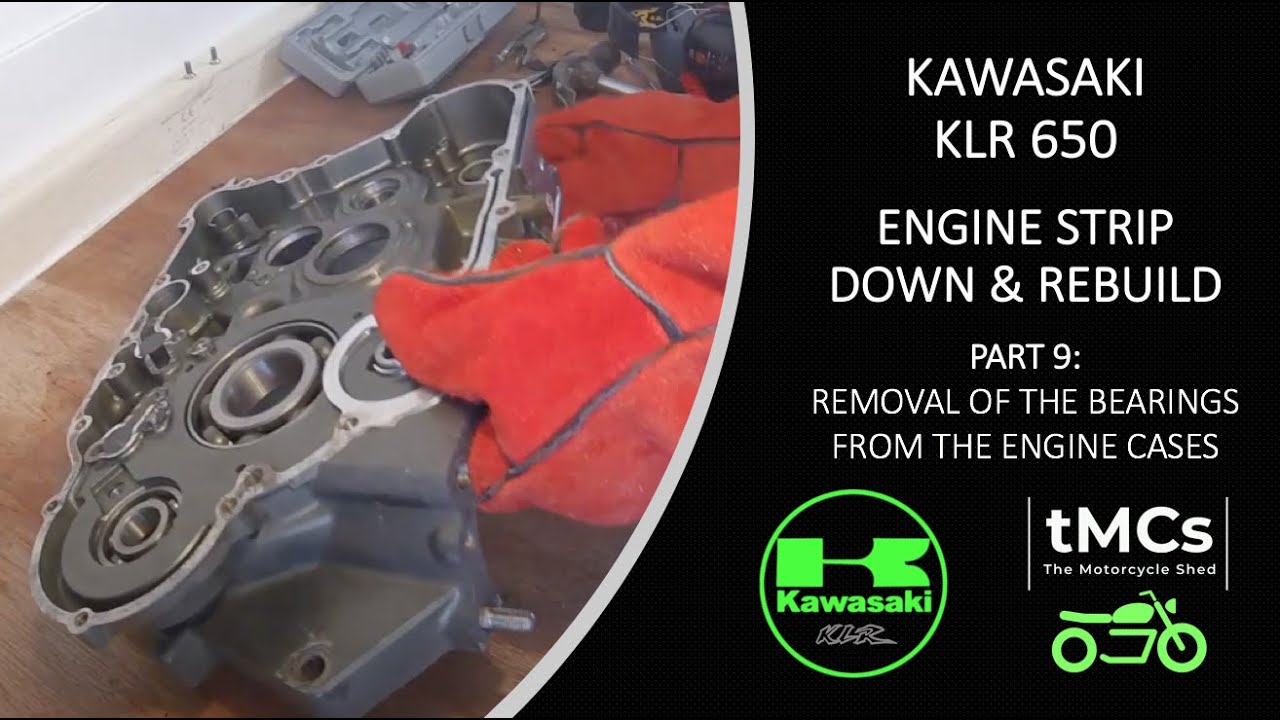 Капитальный ремонт двигателя Kawasaki KLR 650. Часть 9. Снятие подшипников с картера двигателя.