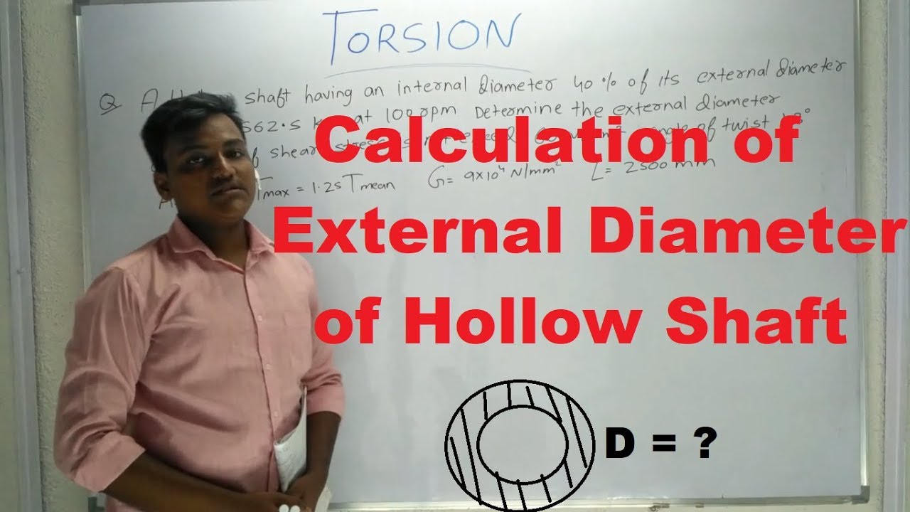 Problem - 7 on External Diameter of Hollow Shaft - Torsion [ Hindi ] - Strength of Materials