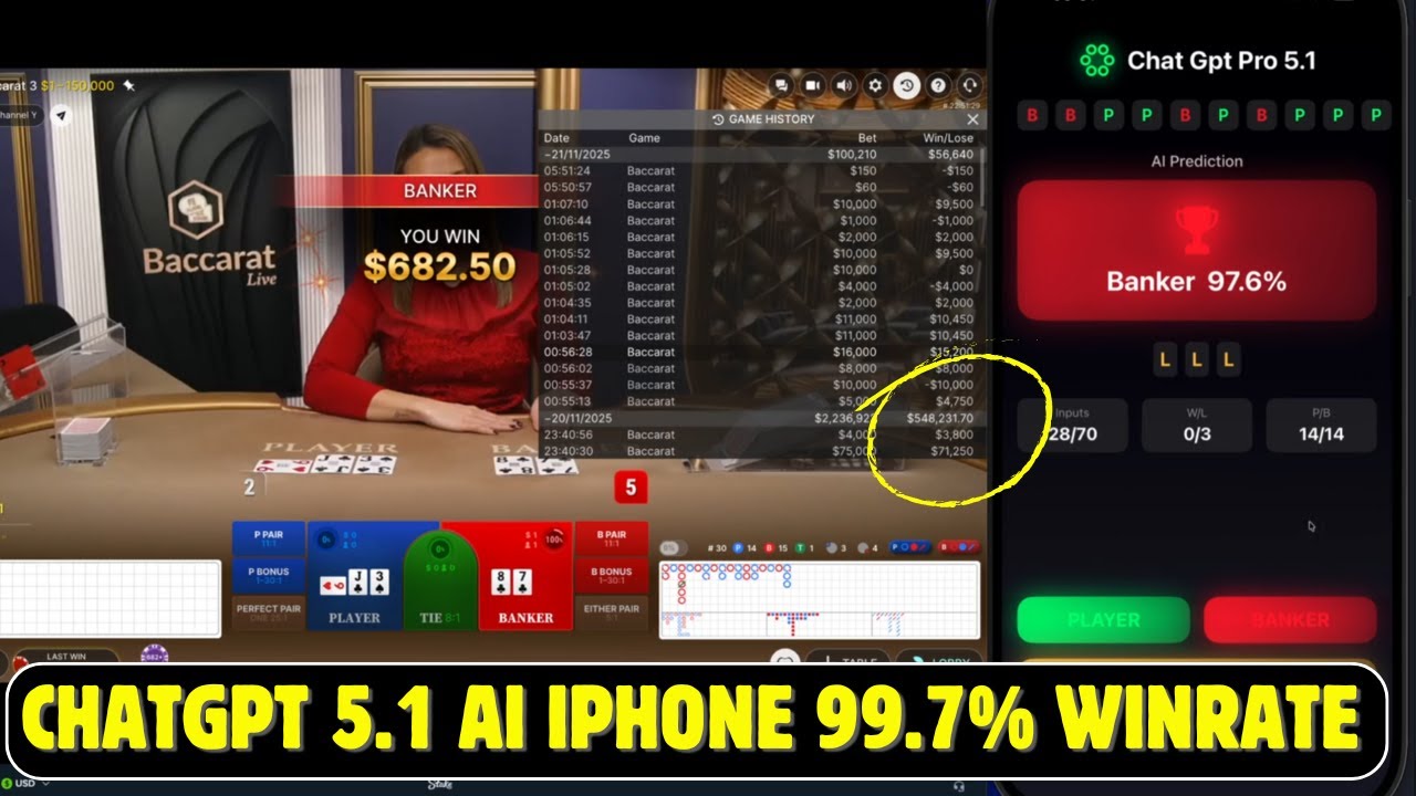 Baccarat Strategies | ChatGPT 5.1 AI iPhone 99.7% Winrate Review