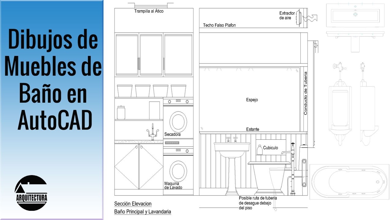 DIBUJOS DE MUEBLES DE BAÑO EN AUTOCAD