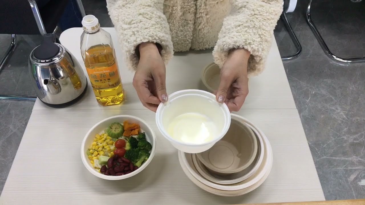 sugarcane salad bowl Test,Waterproof & Oil Proof  Microwaveable & freezer safe