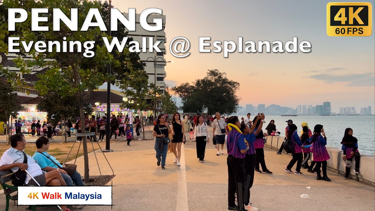 [4K 60fps HDR] PENANG | EVENING WALK @ PADANG KOTA LAMA (ESPLANADE) - JAN 2025 | 🇲🇾🚶🏻‍♂️Tour