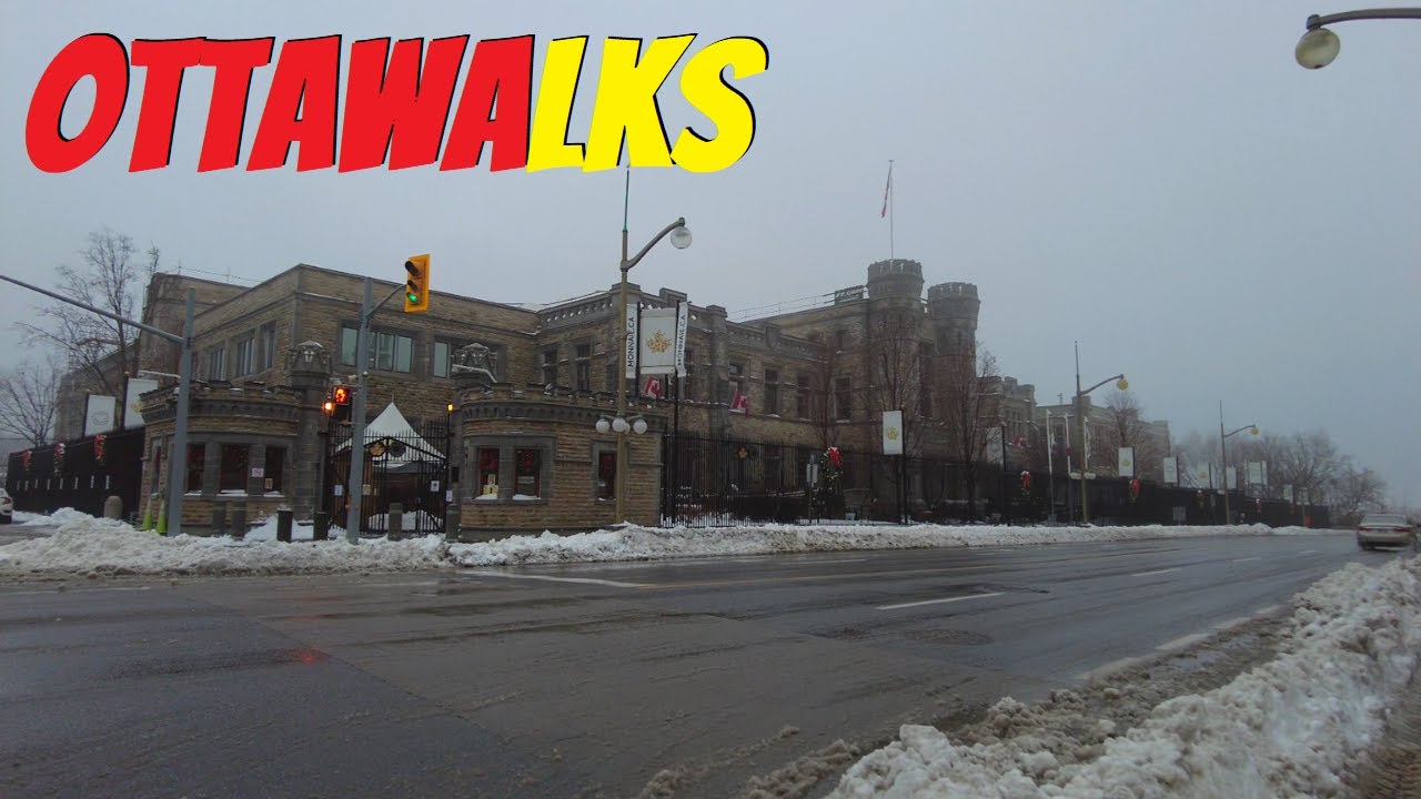 Ottawa rain walk through ByWard & Lowertown after heavy snowfall - Rideau st to Major's Hill Park