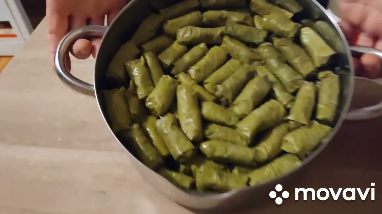 Təzə yarpaqdan çox ləzzətli dolma hazırlanması