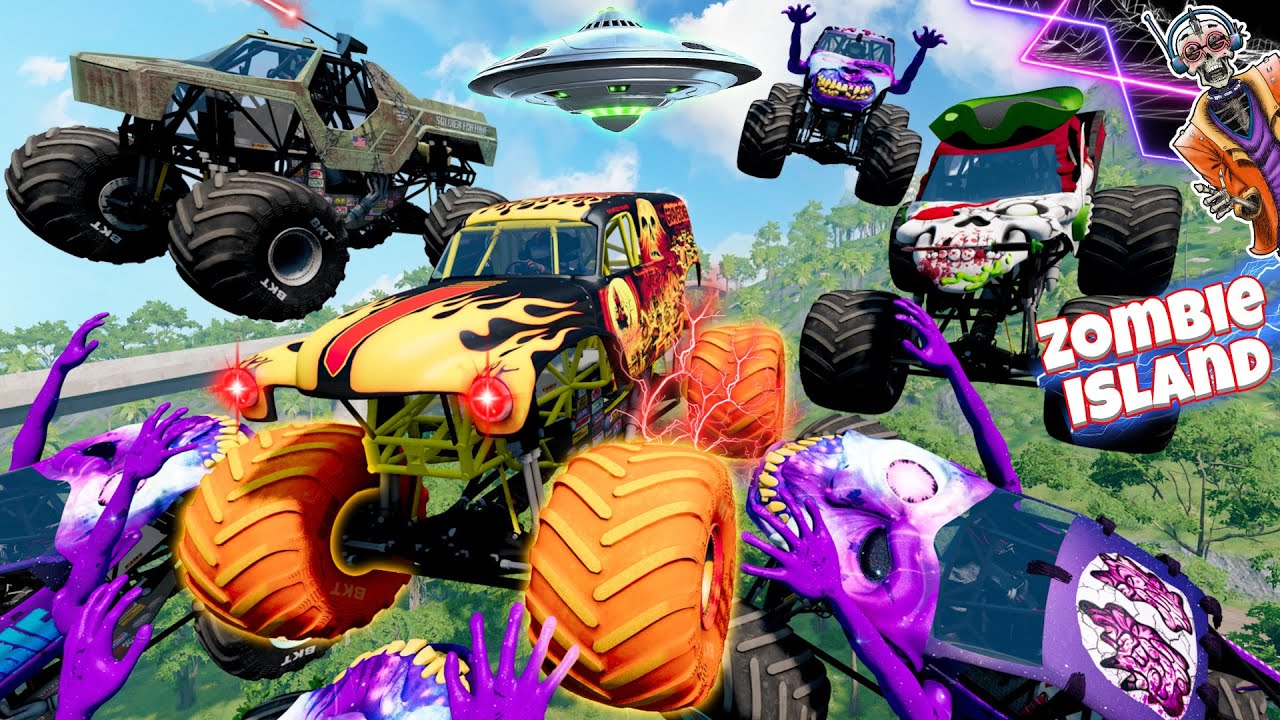 Monster Jam INSANE Racing, Freestyle, and High Speed Jumps LIVE | Zombie Island #11 | Grave Digger