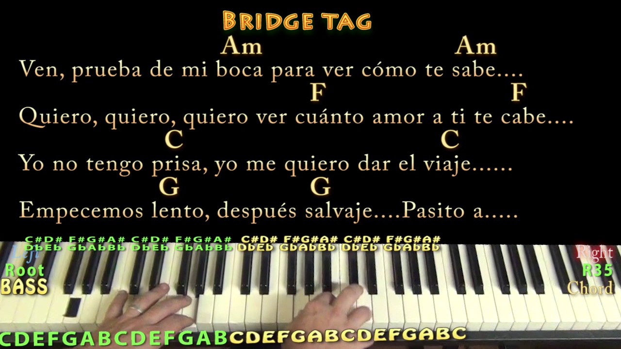 Despacito (Luis Fonsi/Justin Bieber) Piano Cover Lesson in Am with Chords/Lyrics