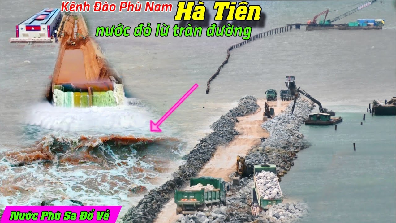 Mới nhất Hà Tiên bất ngờ nước phù sa đỏ lừ tràn lên đường lấn biển quá dài rồi 