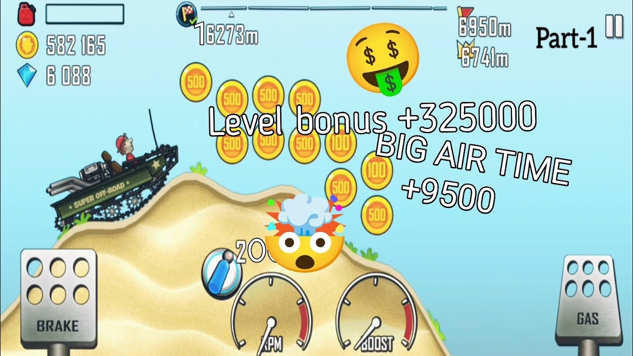 Hill Climb Racing 🚙 Super Offroader Beach Drive Challenge 🌊 | Insane Stunts & Long Distance Run! #🤑
