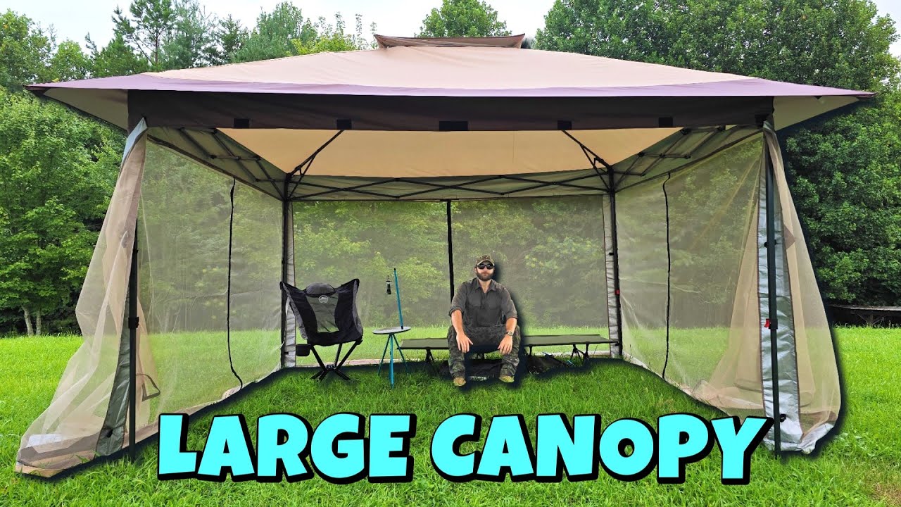 Large Enclosed Canopy For Camping? GARVEE 13X13 Canopy Multi Day Rain Test & Overnighter