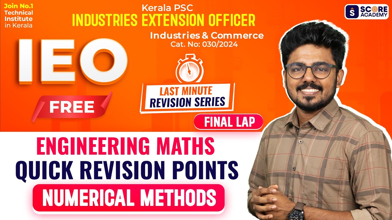 Engineering Maths Quick Revision Class  IEO 2025 | Industries Extension Officer Kerala PSC | SCORE