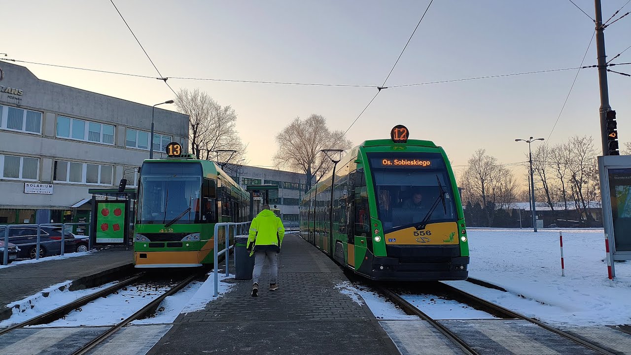 MPK Poznań Linia 12 kierunek Os.Sobieskiego(trasa zmieniona).Solaris Tramino S105P.