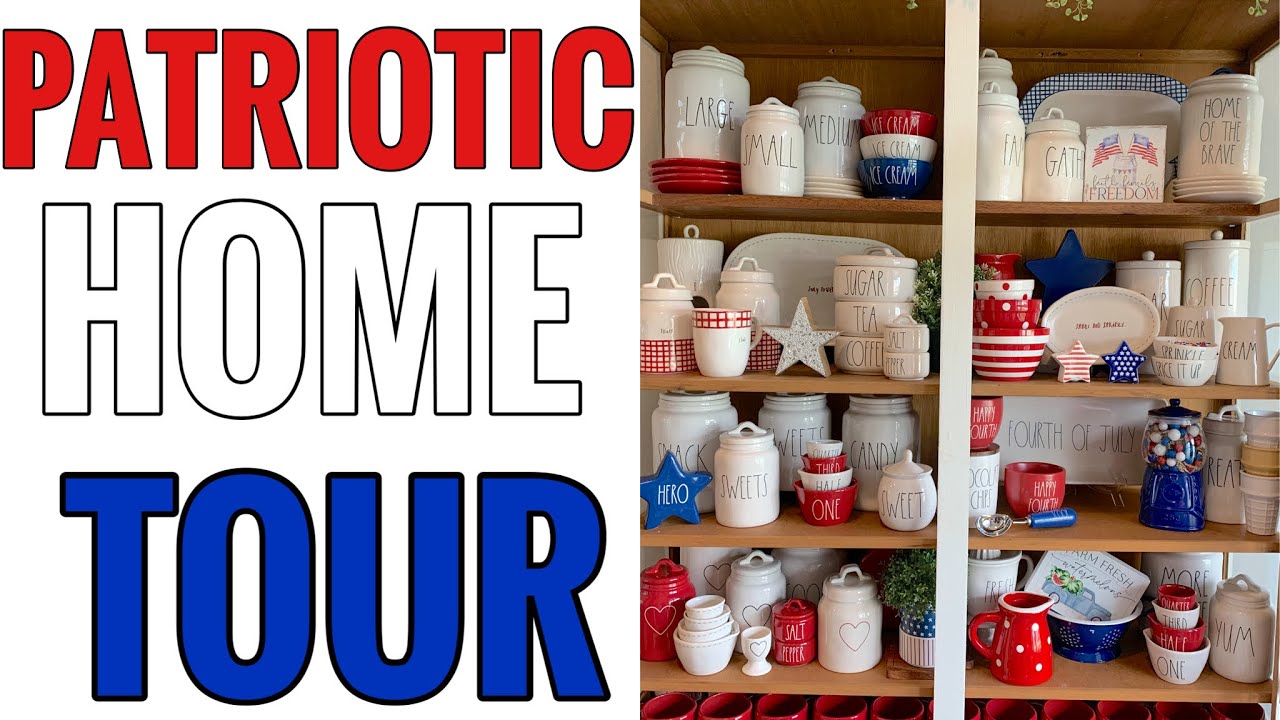 Patriotic Home Tour | Front Porch| Rae Dunn Hutch