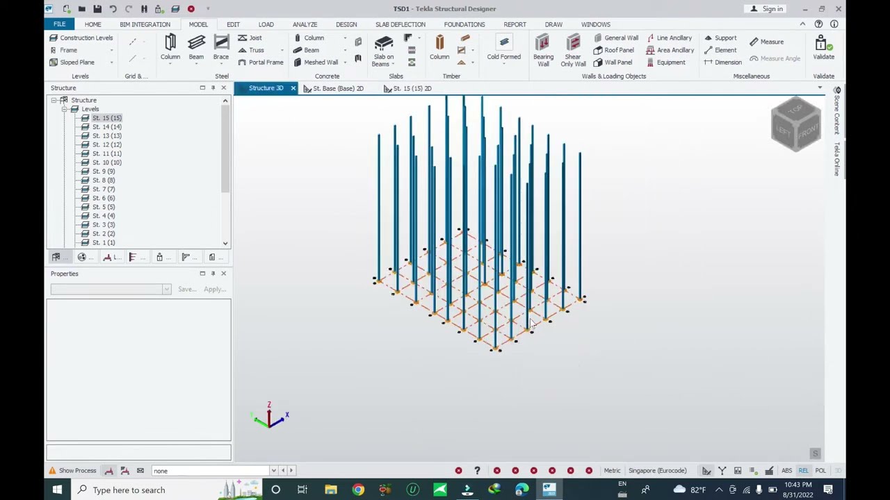 15-этажное здание из композитной стали в Tekla Structural Designer, часть 1