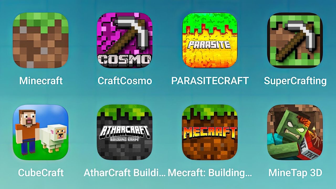 Minecraft, Craft Cosmo, Parasite Craft, Supercrafting, Cube Craft, Atharcraft, Mecraft, MineTap 3D