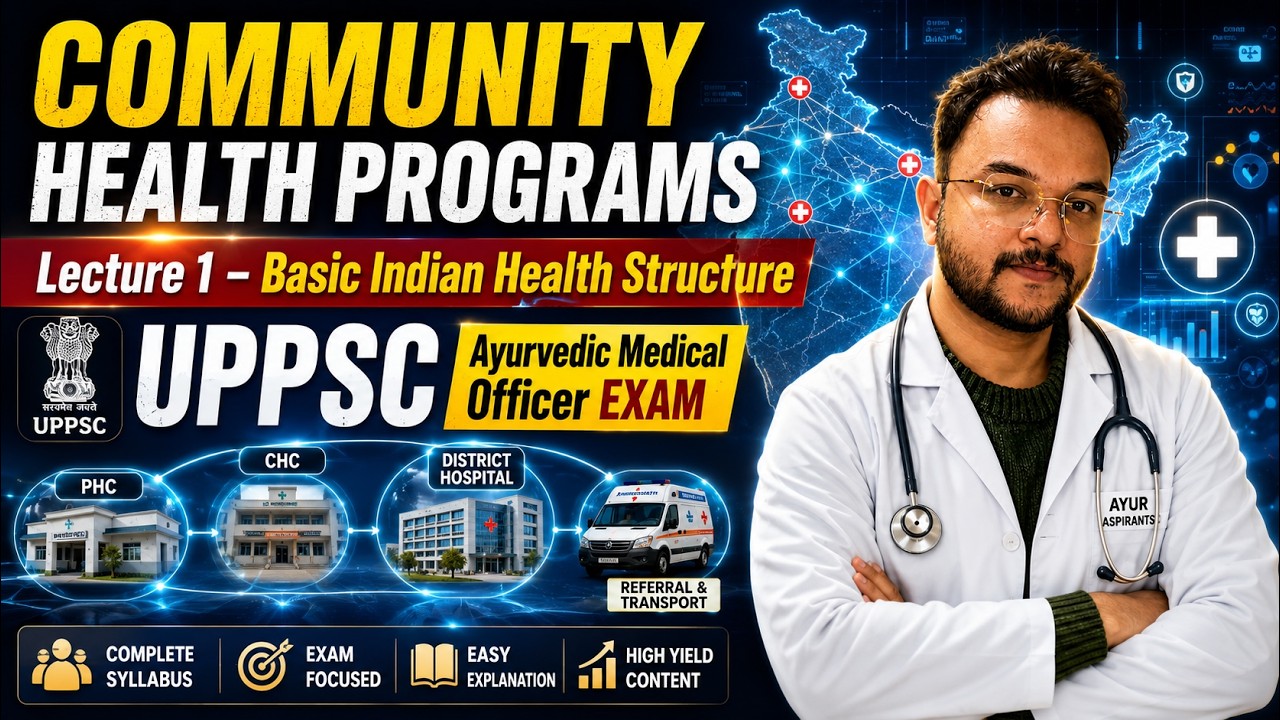 Lecture 1 : UPPSC AMO/ MO Cummunity Health | India's Health Programmes | Ayurveda Medical Officers