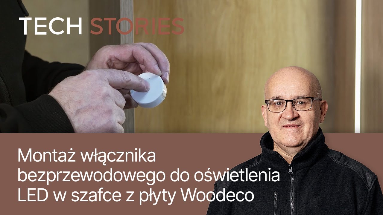 Montaż włącznika bezprzewodowego do oświetlenia LED w szafce z płyty Woodeco