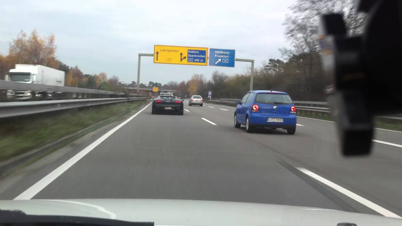 Lamborghini Gallardo on german autobahn