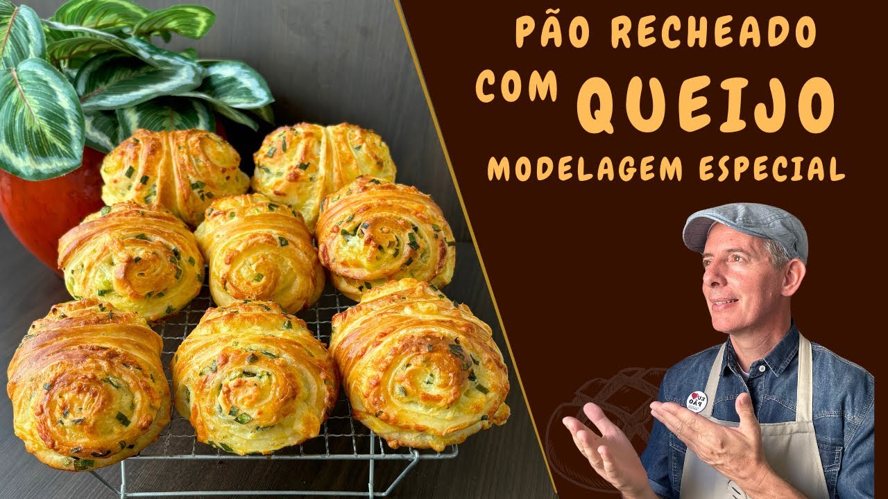 PÃO RECHEADO COM QUEIJO !!! Modelagem diferente !!