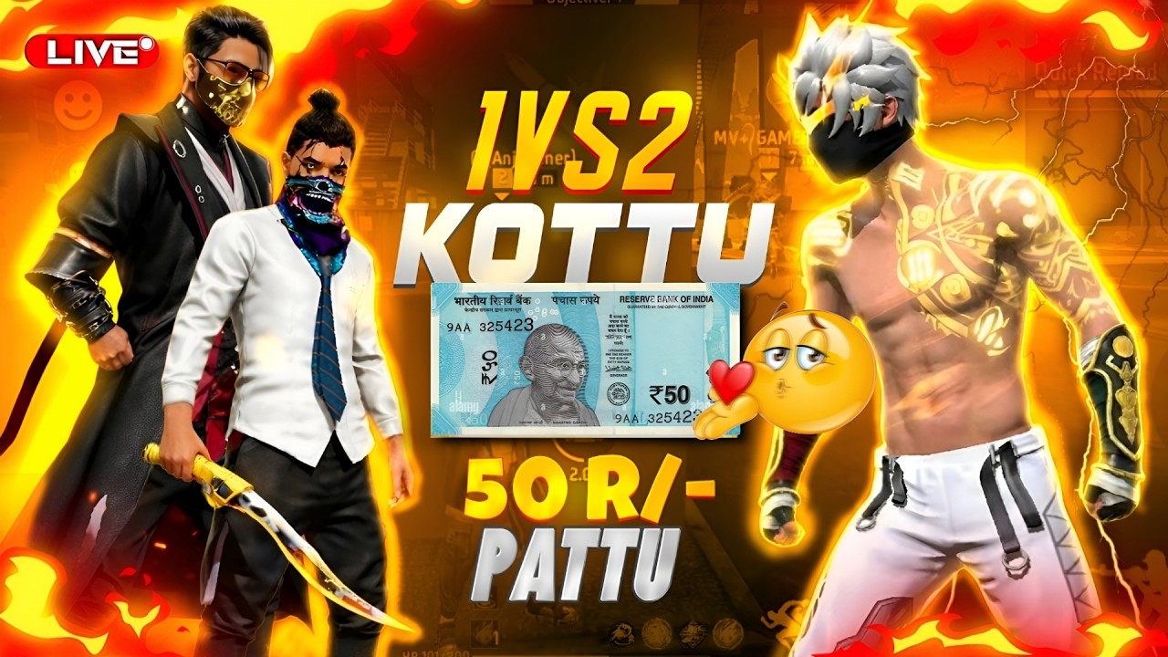 1V2 KOTTU 50 Rs /- PATTU CHALLENGE with Subscribers Free Fire customs