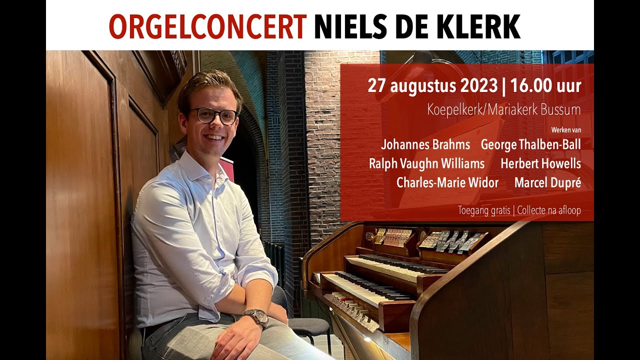 Niels de Klerk bereidt zijn orgelconcert voor | 27-08-2023 - Steinmeyer-orgel, Koepelkerk Bussum