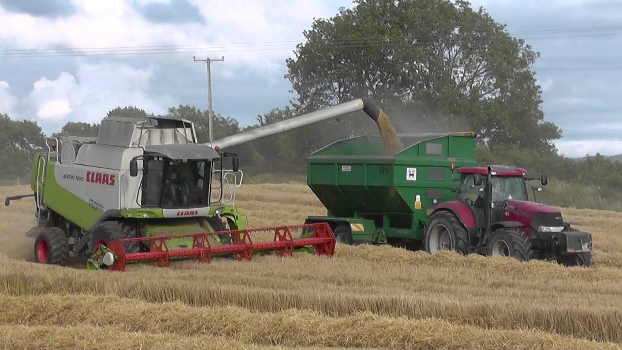 Harvest 2015 Claas Lexion 550 & 460 Combine Harvesters cutting Winter Barley