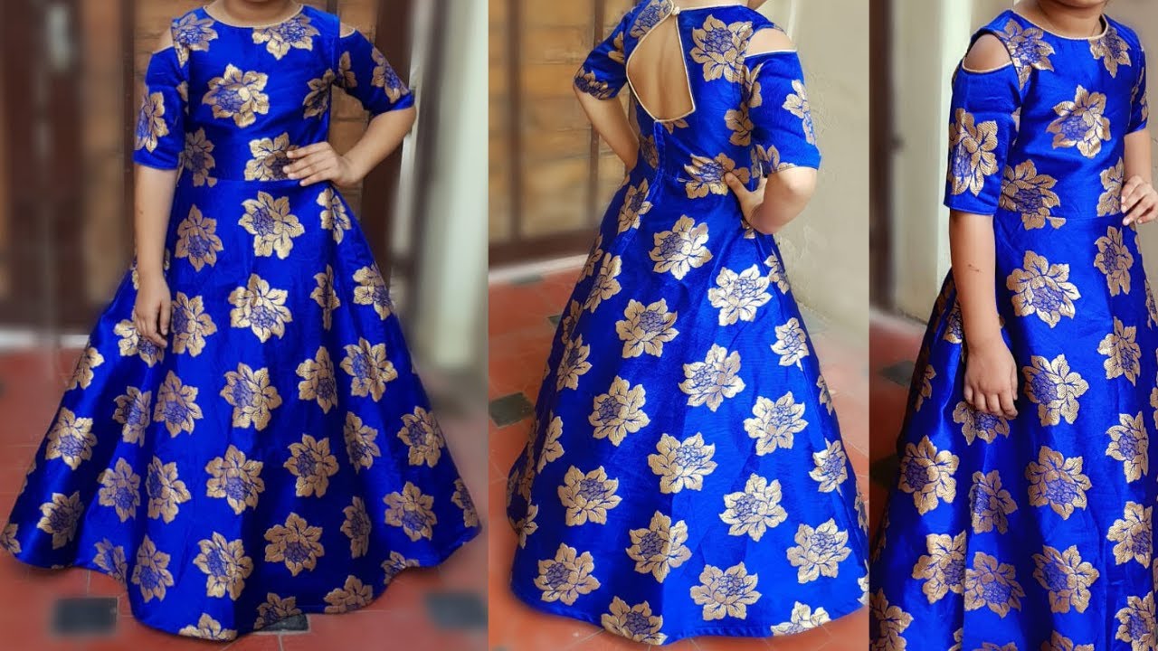umbrella gown/dress cutting and stitching / 7-8 years girl dress cutting and stitching