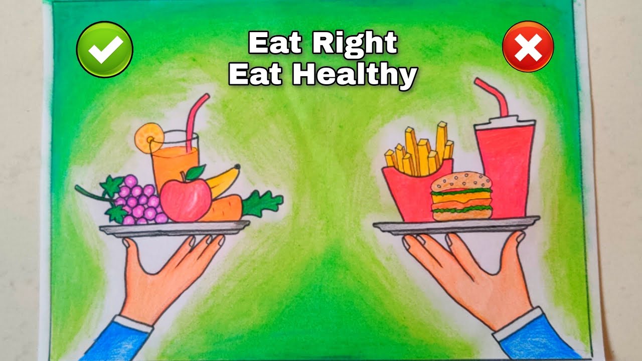How to draw eat healthy eat safe poster/Eat healthy eat right drawing/Food safety during covid-19