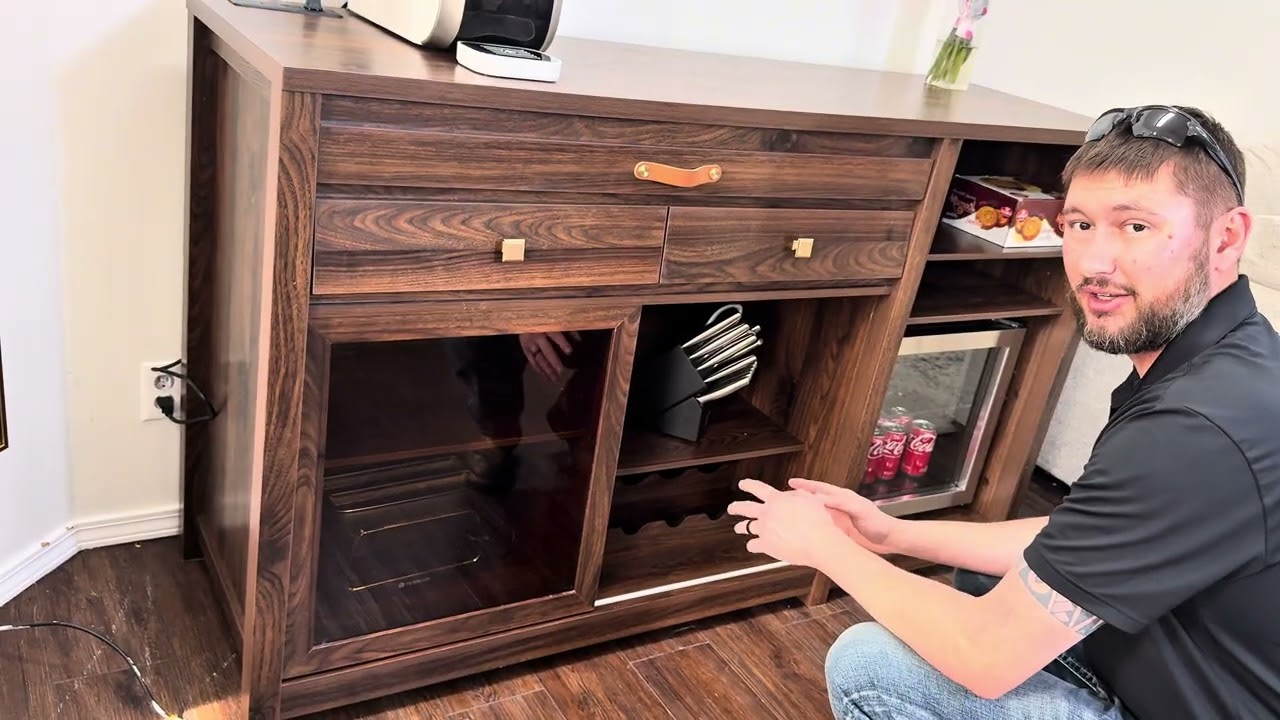 STO'SENSE Extra Large Coffee Bar Cabinet w/Fridge