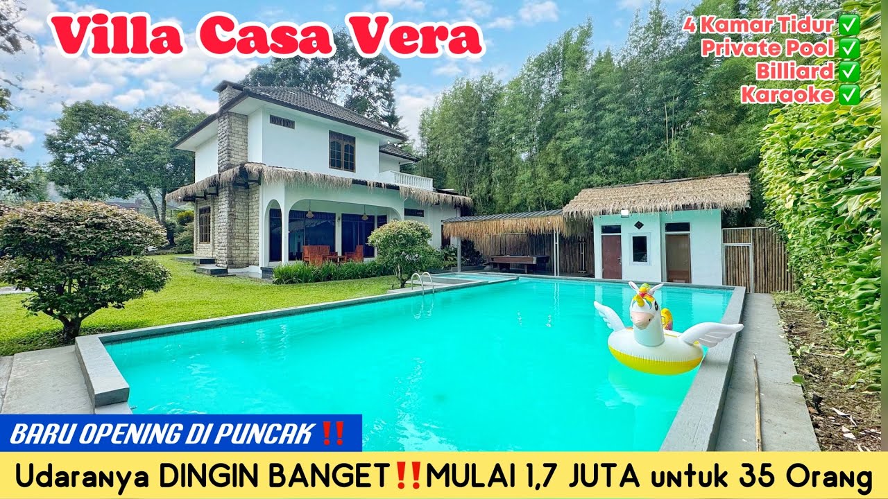 BARU DI PUNCAK‼️MULAI 1,7 JUTA AJA 😍 Villa 4 Kamar untuk 35 Orang, DINGIN BANGET 🥶|| VILLA CASA VERA