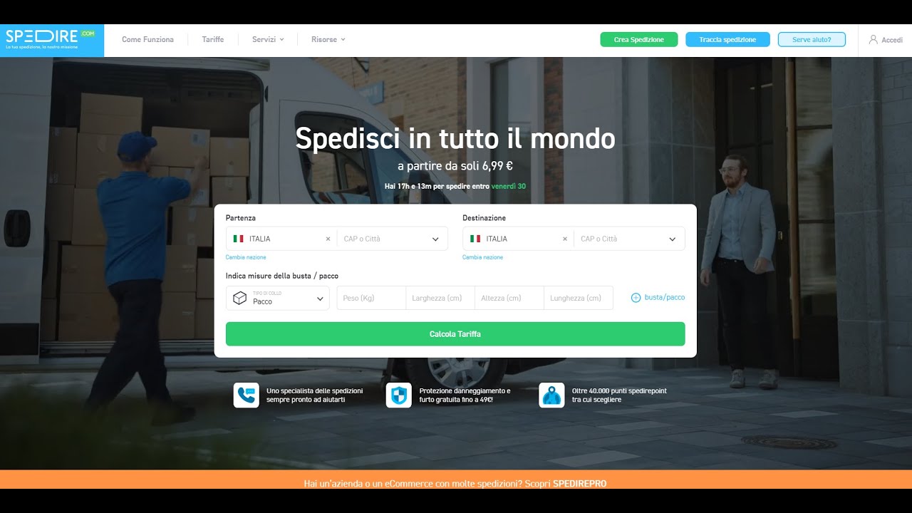 Video Guida - Spedizione di Oggetti Utilizzando un Servizio Web, Spedizioni con Spedire, PaccoFacile