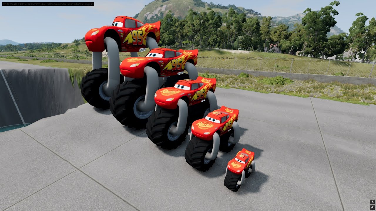 BIG & SMALL CARS vs GIANT PIT - BeamNG.drive Extreme Crash Challenge #1