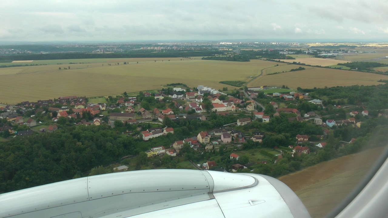 approaching and landing at Prague in the Czech Republic on KLM Airlines