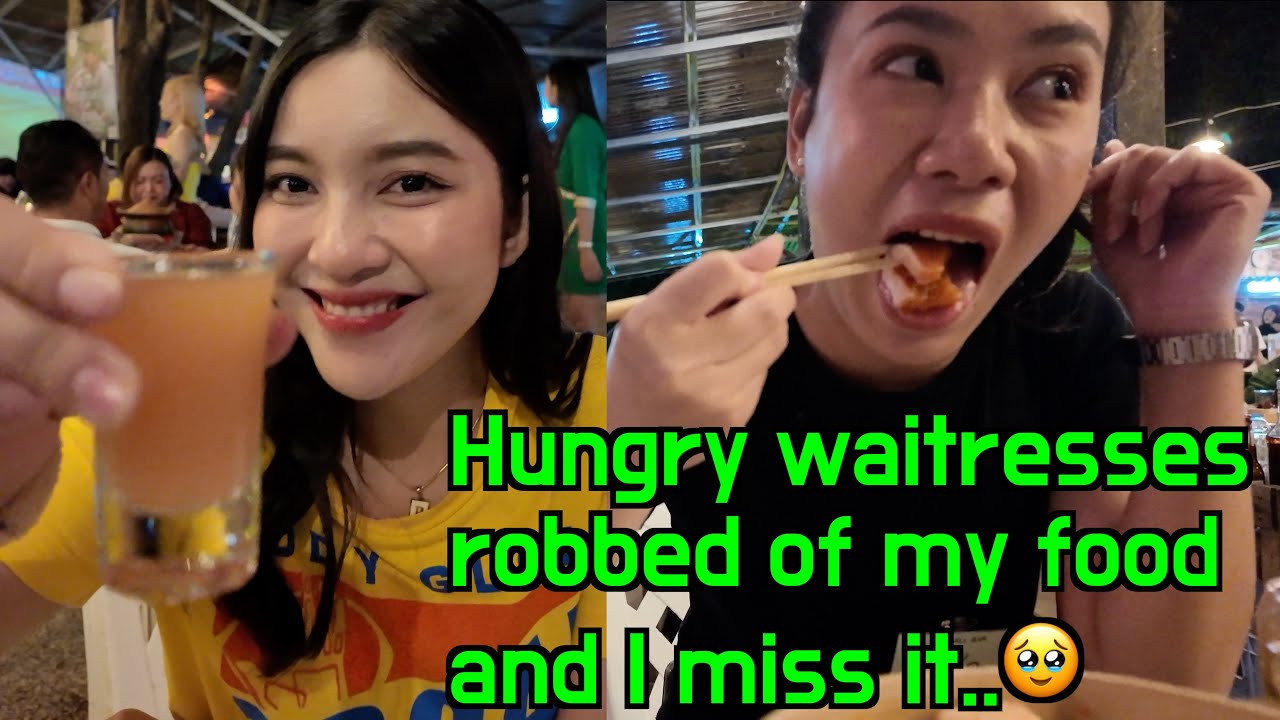 Unforgettable Cute Thai Waitress Ep.3, Hungry Thai waitresses robbed of my food and I miss it..🥹
