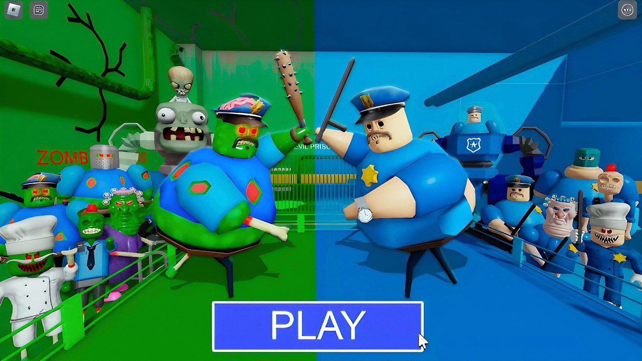 ZOMBIE TEAM 🆚 POLICE TEAM 😱BARRY'S PRISON RUN! New Scary Obby