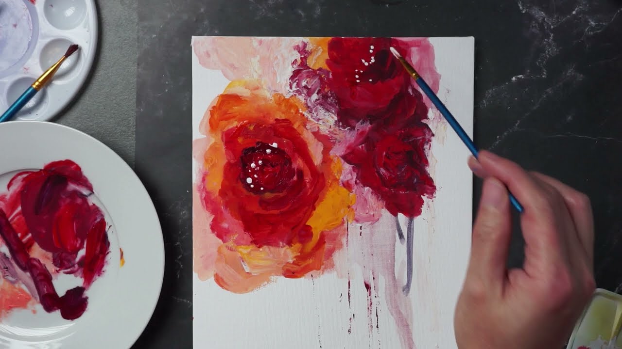 Abstract Rose Gouache Painting