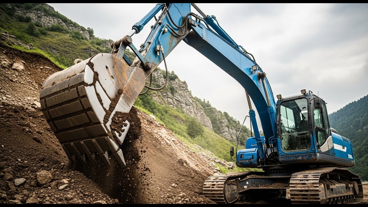 Excavator Dump Trucks Motor Grader Compactor Busy Working On Toll Road Construction.2026
