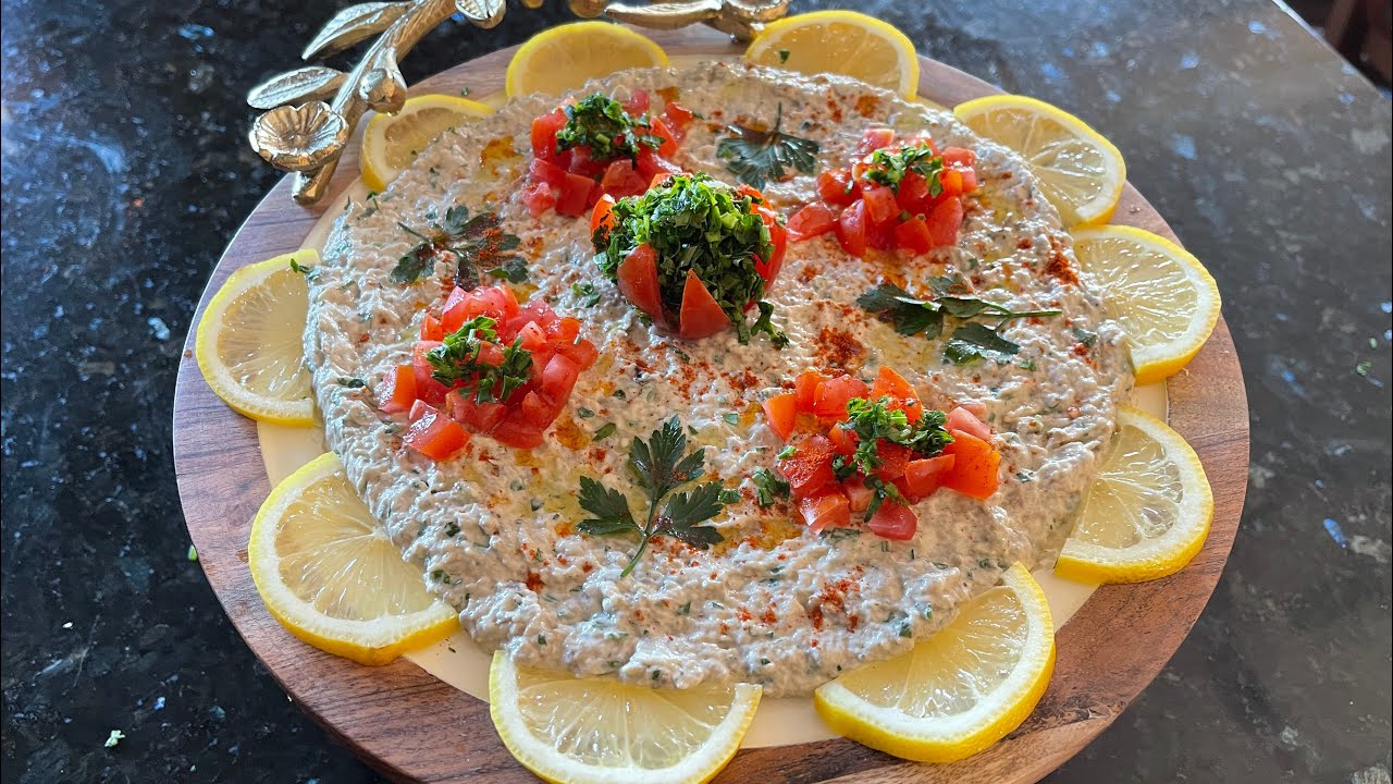 متبل الباذنجال بطريقة سهلة ومبسطةmiddle eastern roasted eggplant dip 🍅🍆🍅🍆