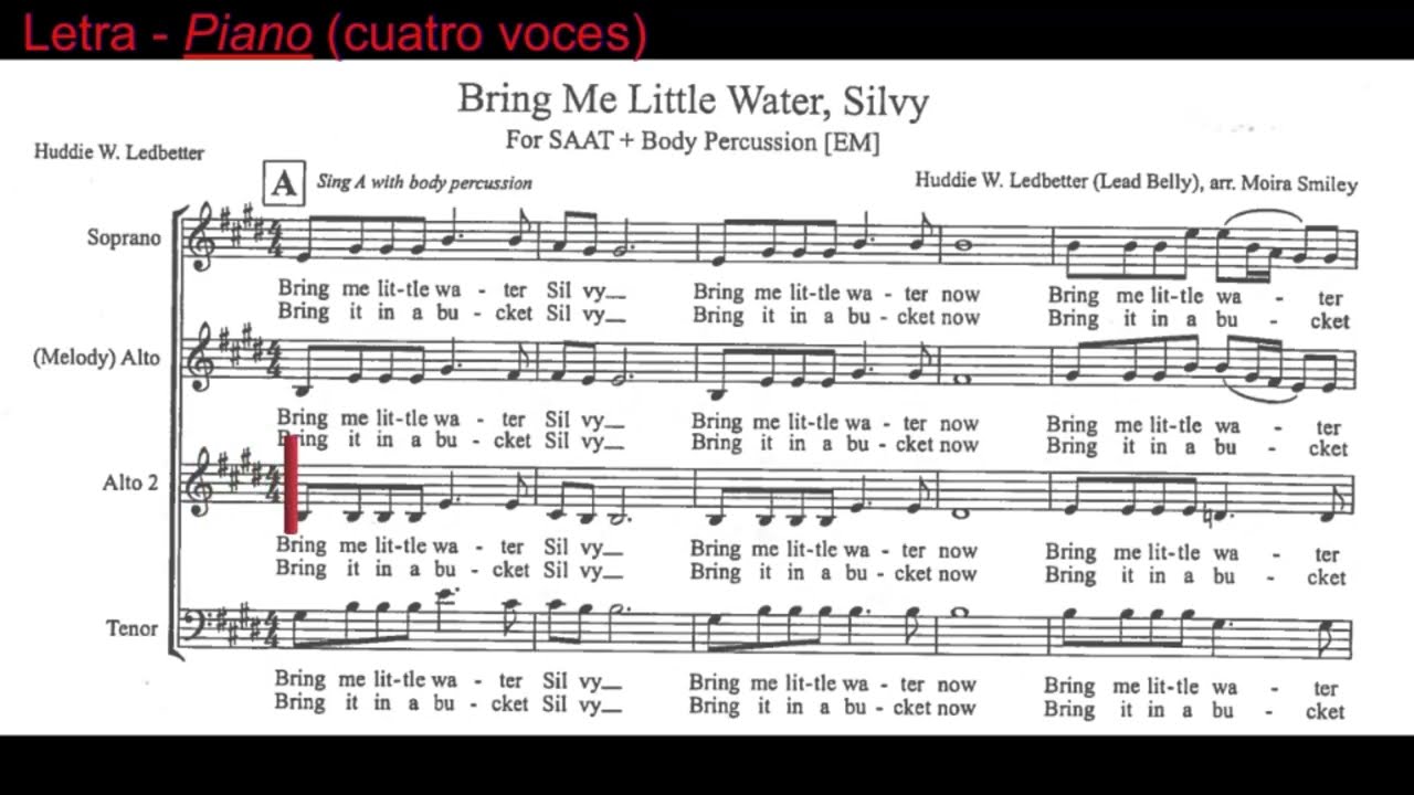 Bring Me Little Water, Silvy - Partitura para coro - tutti y por voces separadas