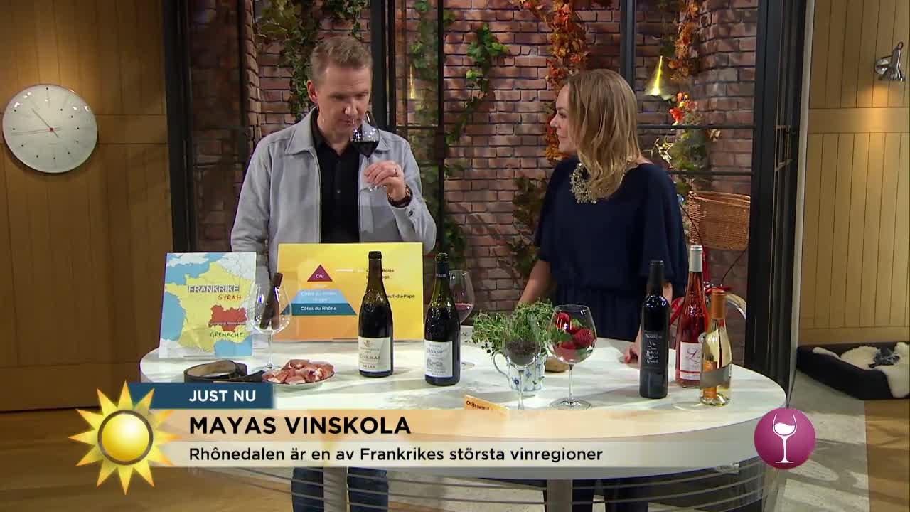 Mayas vinskola - Röda viner från Rhônedalen  - Nyhetsmorgon (TV4)