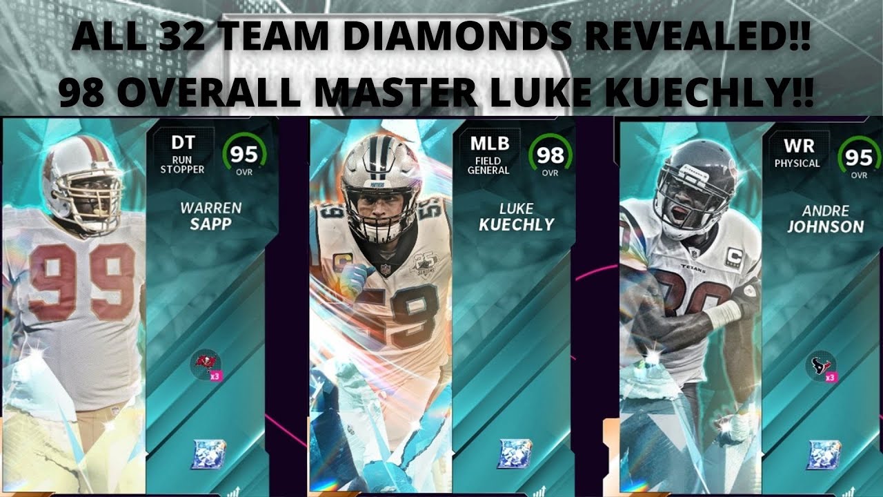 ALL 32 TEAM DIAMONDS REVEALED!! 98 OVERALL TEAM DIAMOND MASTER LUKE KUECHLY COMING!! I MADDEN 22