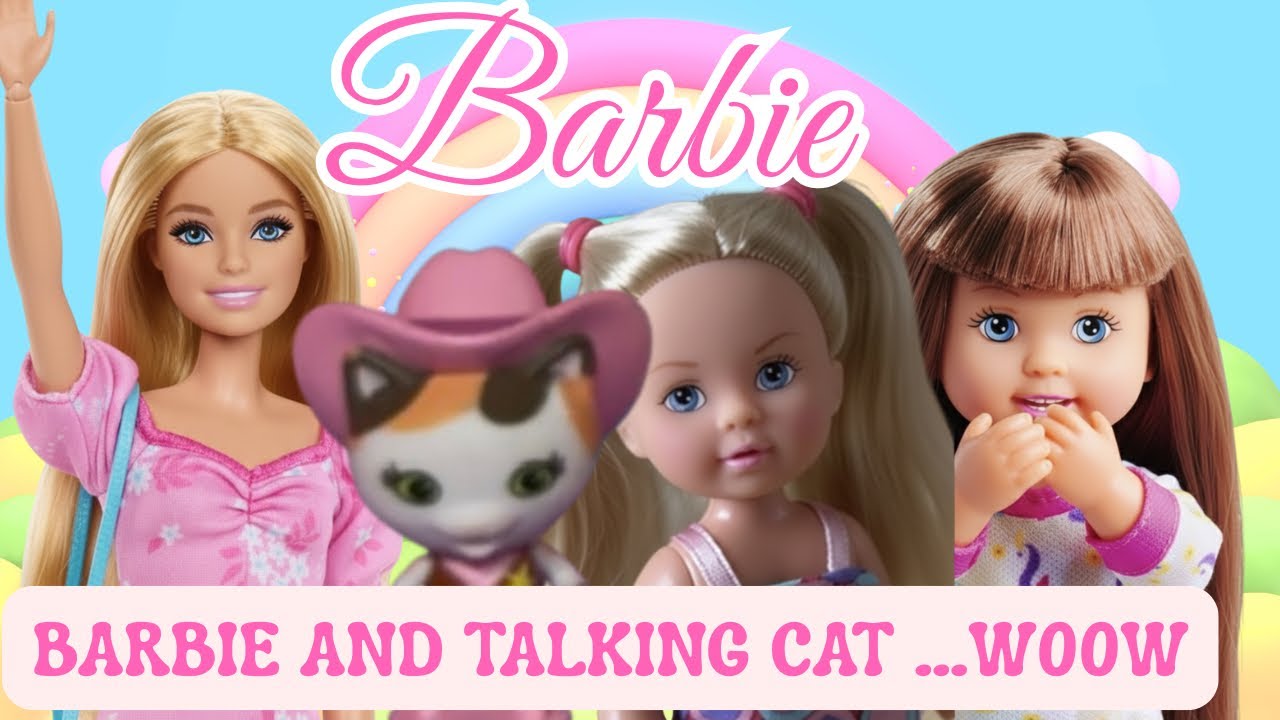 Barbie Twins Meet a TALKING CAT From Space Magical Kids Story