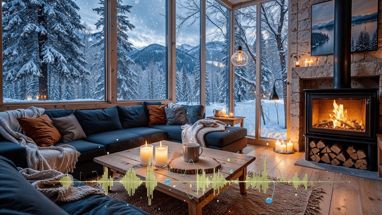 🎹 Winter Piano Ambience ❄️ Cozy Snowfall 🔥 Fireplace Glow 🎧 Deep Focus • Study • Relax • Sleep