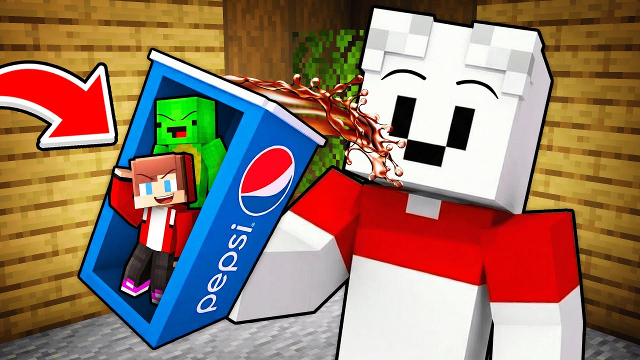 JJ and Mikey Hide in PEPSI to Prank Carrie in Minecraft - Maizen