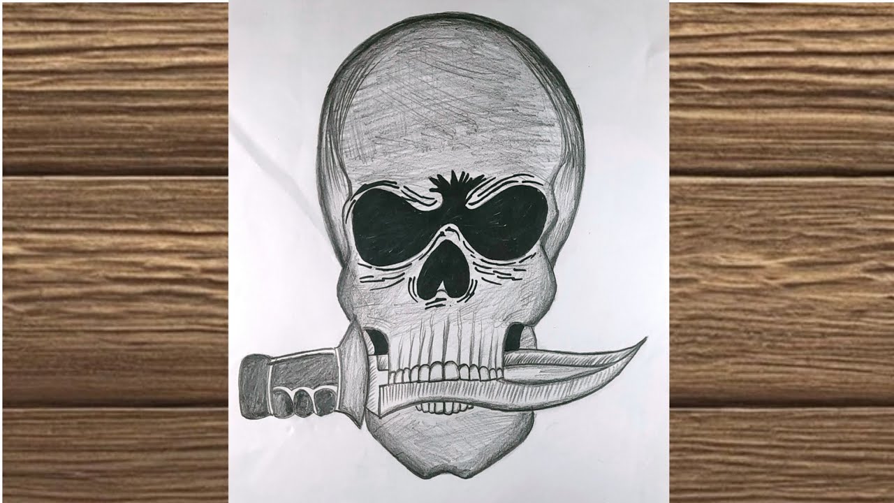 বাস্তবসম্মত খুলি ও ছুরি (Realistic Skull & Knife) পেন্সিল ড্রইং [Time-lapse] | How to Draw Dark Art