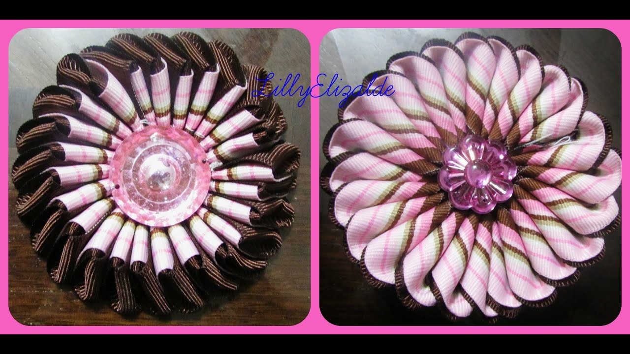 D.I.Y.Como Hacer Una Flor Doble Vista Con Liston !!!!!