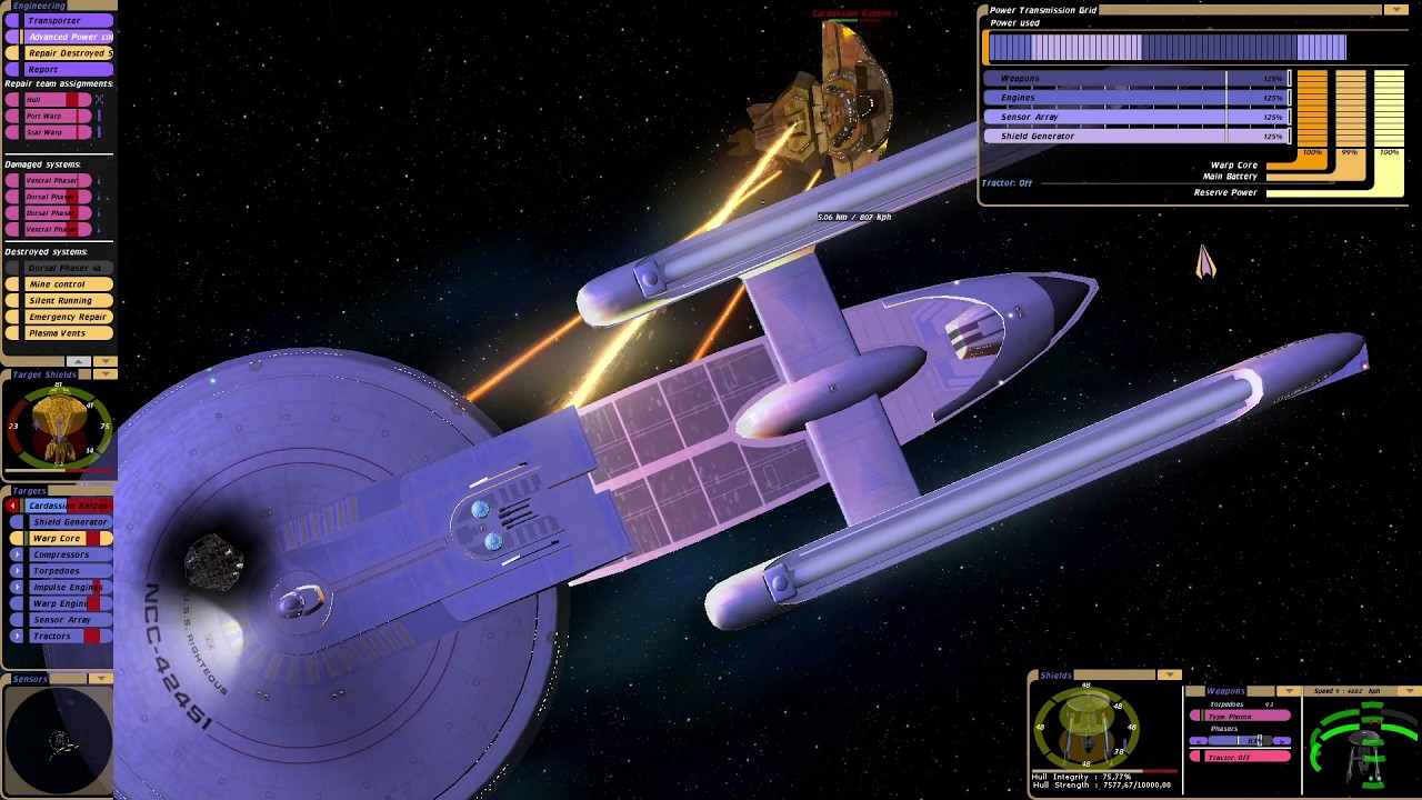 USS Righteous vs Cardassian Warships | KM | Star Trek Bridge Commander